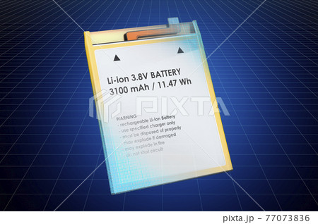 Visualization 3d cad model of Cell Phone Battery, blueprint. 3D rendering 77073836