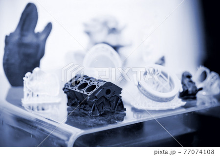 Objects photopolymer printed on a 3d printer Objects photopolymer printed on a 3d printer 77074108