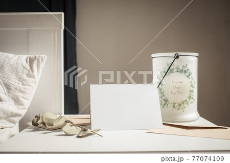 blank greeting card invitation mockup with craft paper envelope feminine still life composition blank greeting card invitation mockup with craft paper envelope feminine still life composition 77074109