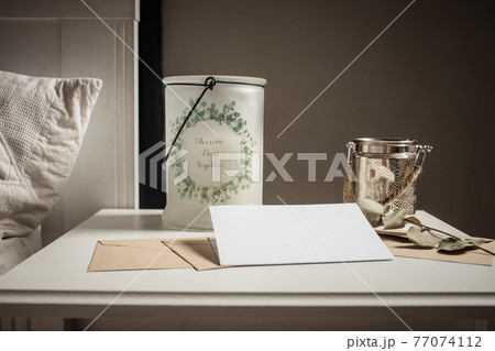 blank greeting card invitation mockup with craft paper envelope feminine still life composition blank greeting card invitation mockup with craft paper envelope feminine still life composition 77074112