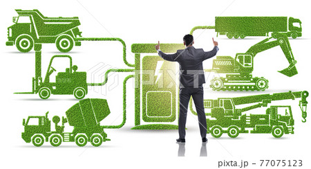 Businessman in the concept of electric charging and vehicles Businessman in the concept of electric charging and vehicles 77075123