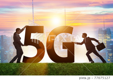 5G communication network concept with silhouettes 77075127