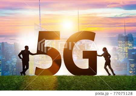 5G communication network concept with silhouettes 77075128