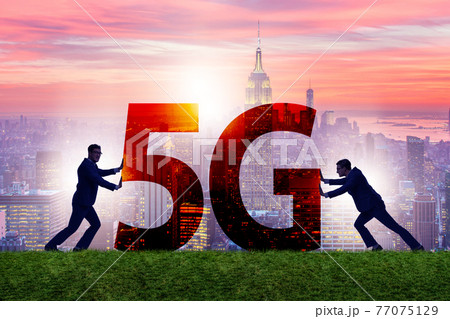 5G communication network concept with silhouettes 77075129