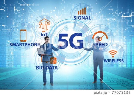 Concept of 5g fast networks with businessman 77075132