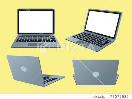 ノートパソコンの3Dイラストセット 77075982