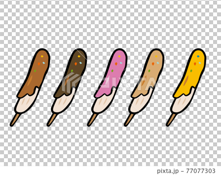 Chocolate banana illustration set Chocolate banana illustration set 77077303