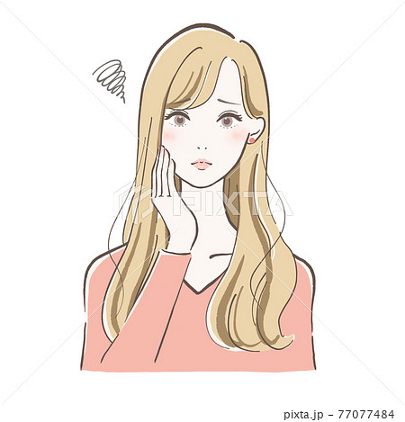 大人の女性 不調 ロングヘアのイラスト素材