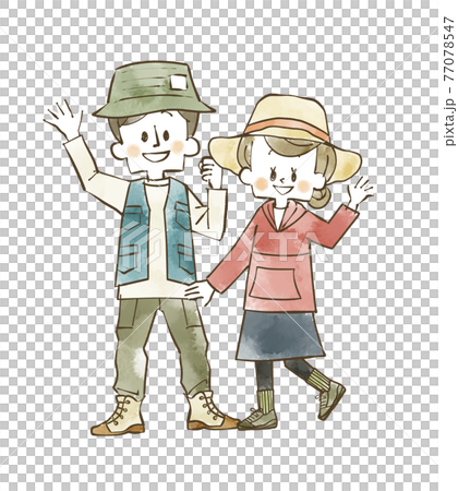 男人和女人在戶外穿揮舞著 77078547