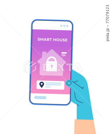 human hand using mobile app for smart house system control on smartphone screen technology and lifestyle human hand using mobile app for smart house system control on smartphone screen technology and lifestyle 77079123