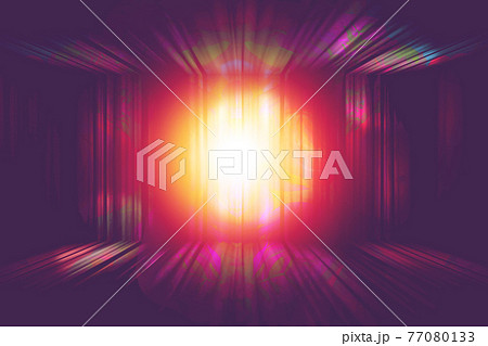 spot lighting in colorful curtain on stage theater, blurred empty theater stage with fun colourful spotlights, abstract image of concert lighting  illumination background 77080133