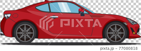 横から見た赤いスポーツカー 横から見た赤いスポーツカー 77080818