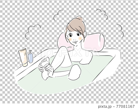 Cute woman bath time foot massage Cute woman bath time foot massage 77081167