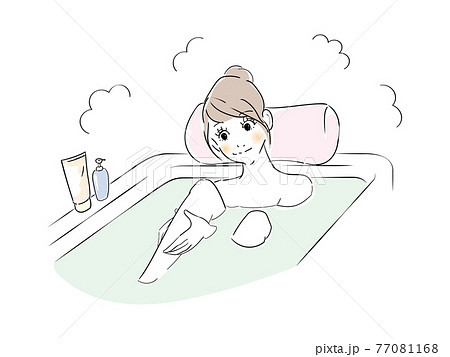 可愛い女性　バスタイム　レッグマッサージ 77081168