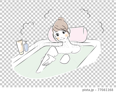 可愛い女性　バスタイム　レッグマッサージ 77081168
