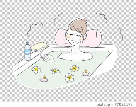 Cute woman bath time aroma 77081173