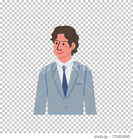 スーツを着た男性の上半身のイラスト 77081690