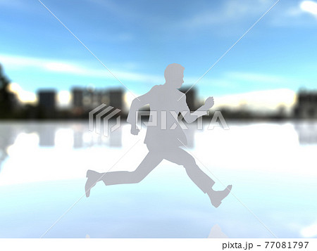 走る若者男性シルエットb Cgイラスト横のイラスト素材