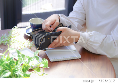 お財布と女性 77084317