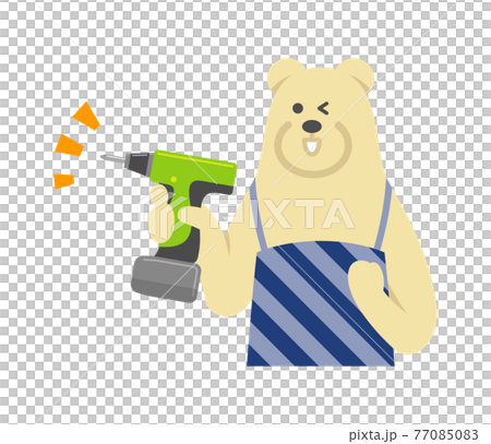 Illustration image of a polar bear husband doing DIY 77085083