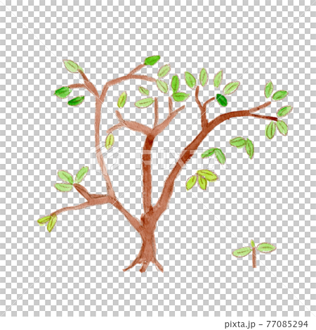 樹父母和孩子的水彩插圖 樹父母和孩子的水彩插圖 77085294