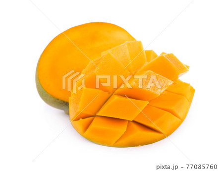 exotic juicy mango fruits isolated on white background exotic juicy mango fruits isolated on white background 77085760