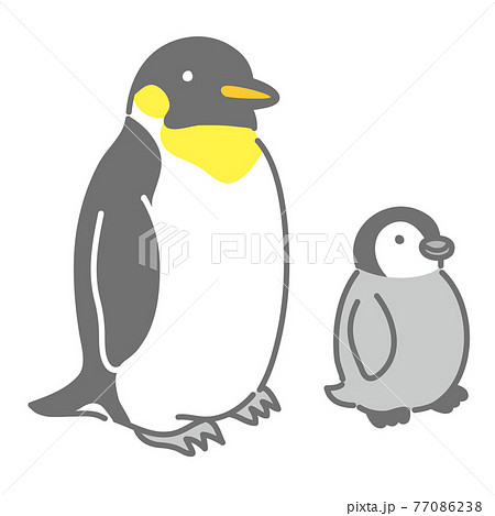 コウテイペンギンの親子のイラストのイラスト素材