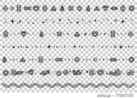 シンプルな手描きの宝石のモノクロラインセットのイラスト素材