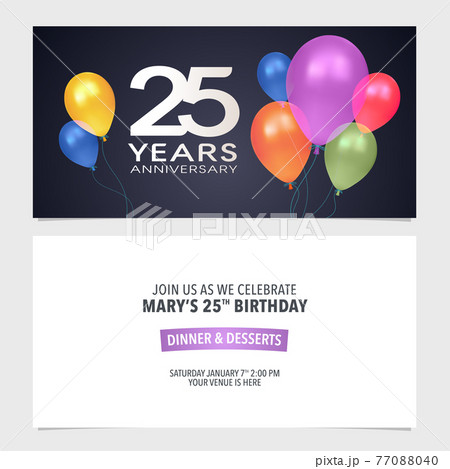 25 years anniversary invitation vector illustration. Design template element 25 years anniversary invitation vector illustration. Design template element 77088040