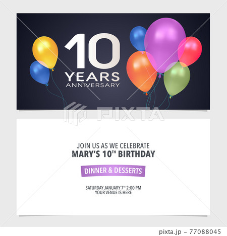 10 years anniversary invitation vector illustration. Design template element 77088045