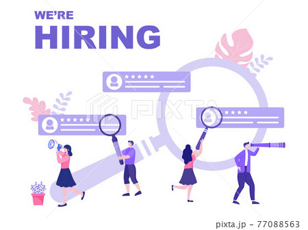 Job Hiring And Online Recruitment For web Landing Page, Banner, Background, Presentation Or Social Media. Vector Illustration 77088563
