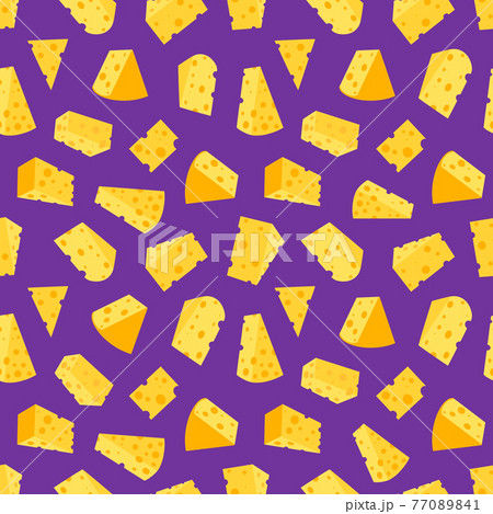 Cheese seamless pattern. Pieces of yellow cheese 77089841