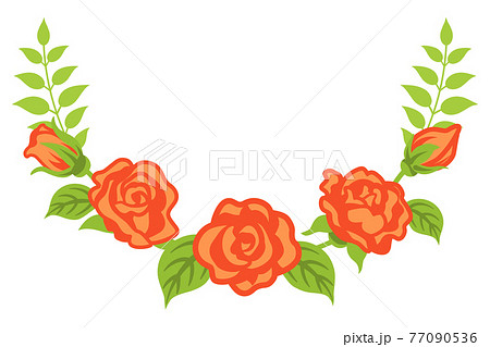 薔薇の花飾り 曲線ライン 上向きのイラスト素材