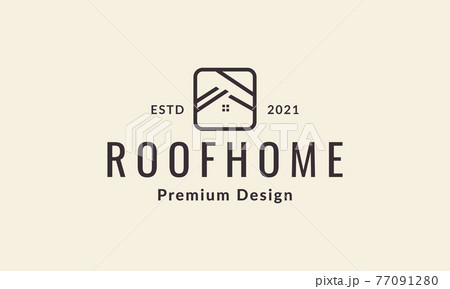Square Roof Home Construction Line Logo Vector のイラスト素材