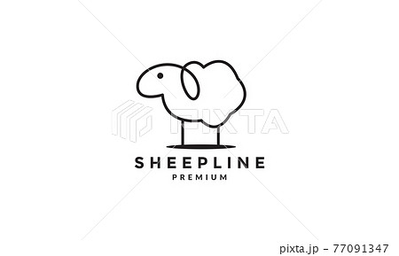 Cute Line Art Sheep Logo Vector Symbol Icon のイラスト素材