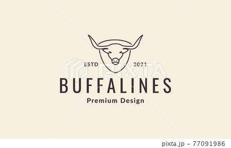lines shield with buffalo logo symbol icon vector graphic design illustration 77091986