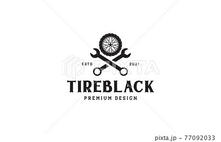 tire wheels with tools vintage logo symbol icon vector graphic design illustration 77092033