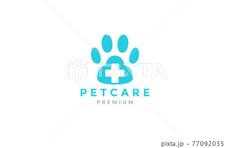 dog foot with health care logo symbol icon vector graphic design illustration 77092035