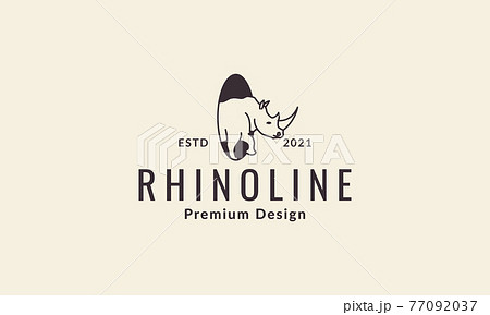 rhino lines with circle logo symbol icon vector graphic design illustration 77092037