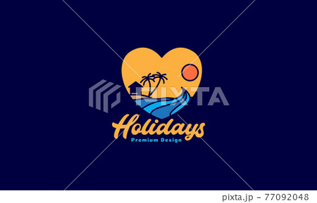 abstract beach love with sunset logo symbol icon vector graphic design illustration 77092048