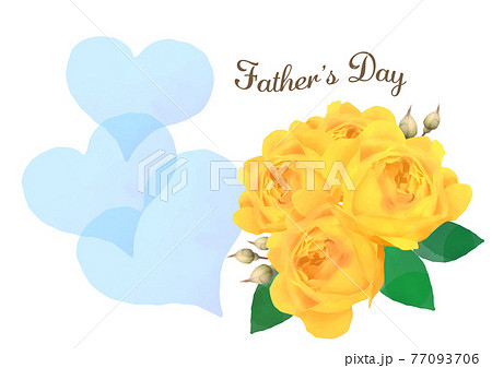 父の日 黄色い花束 ブルーハート のイラスト素材