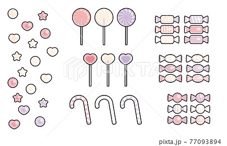 ミルキーなパステルカラーのキャンディアイコンセットのイラスト素材