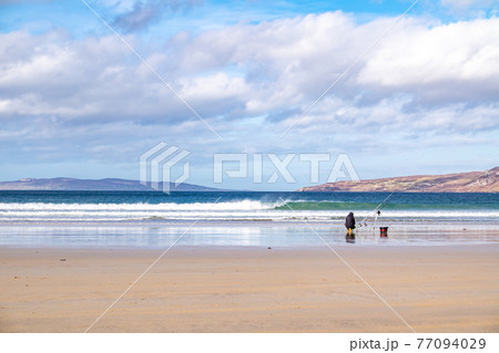 Sea fishing on Narin beach by Portnoo - Donegal, Ireland. Sea fishing on Narin beach by Portnoo - Donegal, Ireland. 77094029