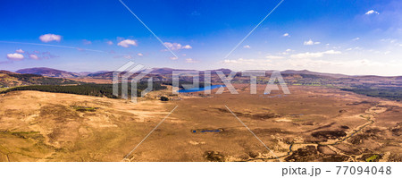 Aerial view of peatbog between Maas and Glenties in County Donegal - Ireland Aerial view of peatbog between Maas and Glenties in County Donegal - Ireland 77094048