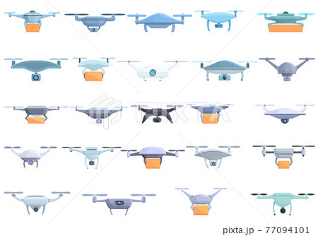 Drone technology icons set, cartoon style 77094101