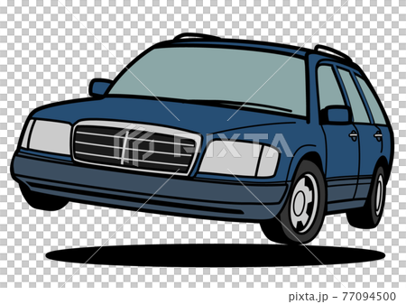 懐かしめジャーマンワゴン　ジャンプ　青系ツートン　自動車イラスト 77094500