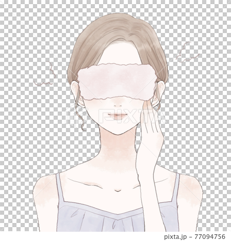 一個用熱毛巾溫暖眼睛的女人 一個用熱毛巾溫暖眼睛的女人 77094756