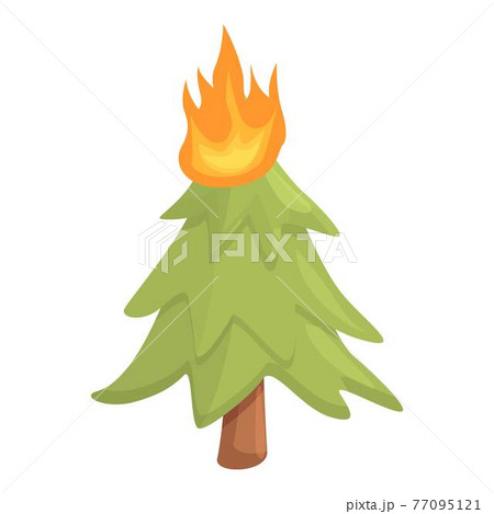 Fir tree in flame icon, cartoon style Fir tree in flame icon, cartoon style 77095121