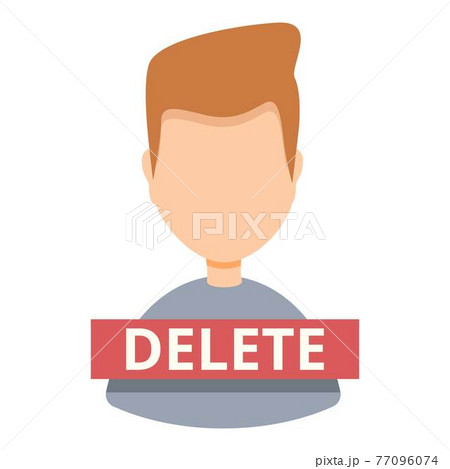 Delete user avatar icon, cartoon style 77096074