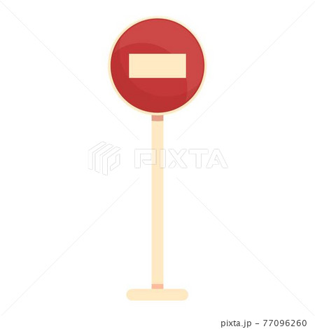 No entry road sign icon, cartoon style 77096260